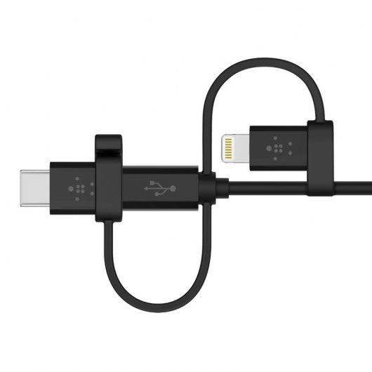Belkin F8J050bt04-BLK Cable Adaptador Micro-USB/Lightning/USB-C 1.2m Negro