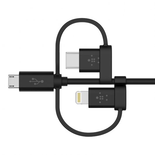 Belkin F8J050bt04-BLK Cable Adaptador Micro-USB/Lightning/USB-C 1.2m Negro