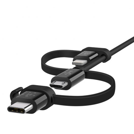 Belkin F8J050bt04-BLK Cable Adaptador Micro-USB/Lightning/USB-C 1.2m Negro