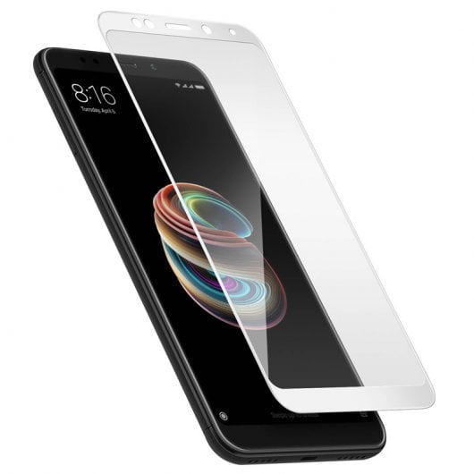 Avizar Protector de Pantalla de Cristal Templado Ultrafino Bordes Blancos para Xiaomi Redmi 5 Plus