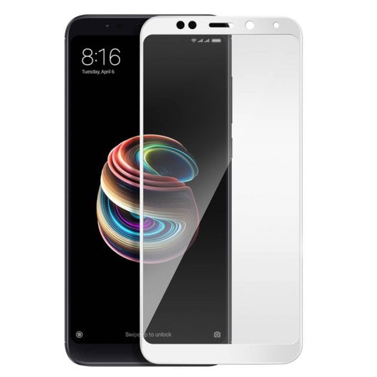 Avizar Protector de Pantalla de Cristal Templado Ultrafino Bordes Blancos para Xiaomi Redmi 5 Plus