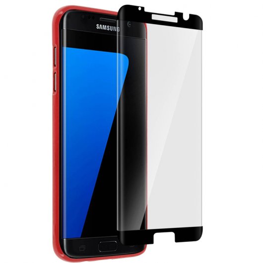 Avizar Protector de Pantalla de Cristal Templado Bordes Curvados Negros para Samsung Galaxy S7 Edge