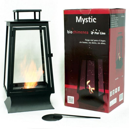 Purline MYSTIC Lareira de Mesa Farol com Vidro Temperado 1000W Preto