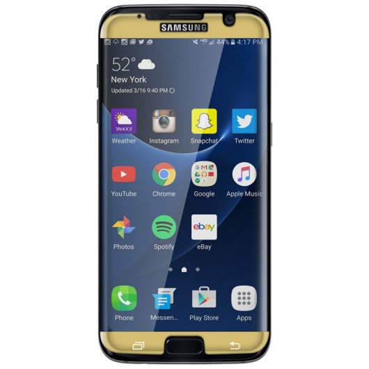 Avizar Protector de Pantalla de Cristal Templado Ultrafino Bordes Curvados Dorados para Samsung Galaxy S7 Edge