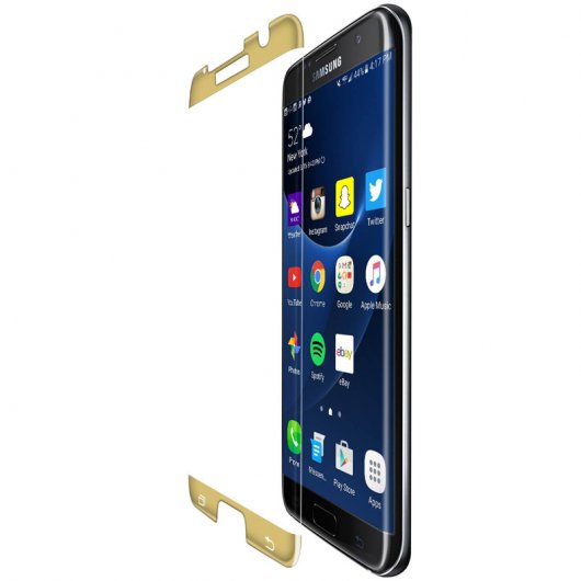 Avizar Protector de Pantalla de Cristal Templado Ultrafino Bordes Curvados Dorados para Samsung Galaxy S7 Edge