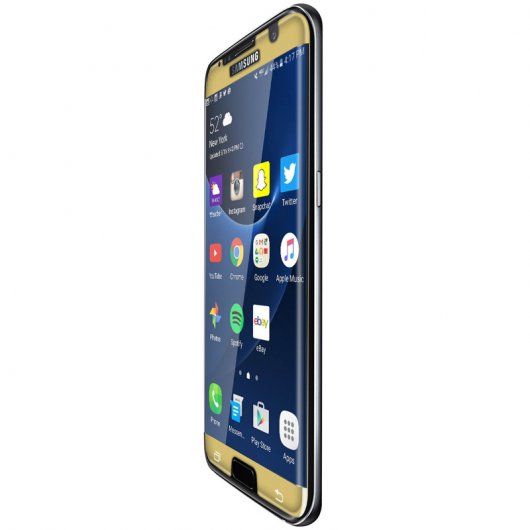 Avizar Protector de Pantalla de Cristal Templado Ultrafino Bordes Curvados Dorados para Samsung Galaxy S7 Edge