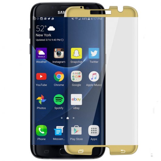 Avizar Protector de Pantalla de Cristal Templado Ultrafino Bordes Curvados Dorados para Samsung Galaxy S7 Edge