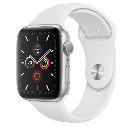 Apple Watch Series 5 GPS 44mm Alumínio Prateado com Bracelete Desportiva Branca