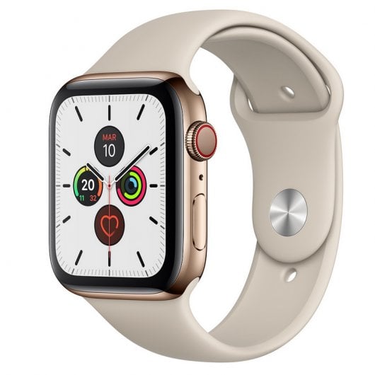 Apple Watch Series 5 GPS 44mm + Cellular Acero Inoxidable Dorado con Correa Deportiva Piedra