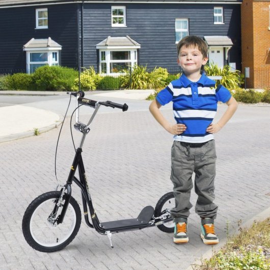 HomCom Patinete Scooter Monopatín con Manillar para Niños Negro