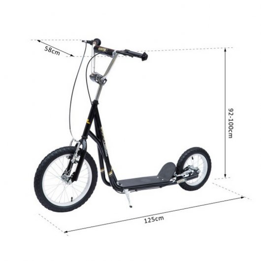 HomCom Patinete Scooter Monopatín con Manillar para Niños Negro