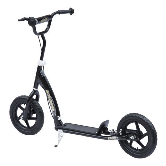 HomCom Scooter Patinete con 2 Ruedas Manillar Ajustable Negro