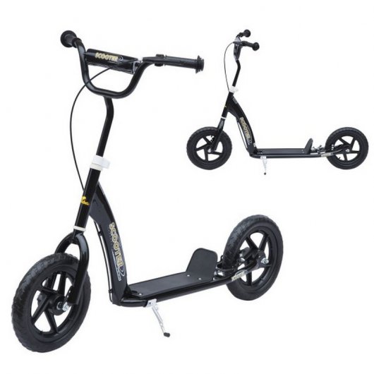 HomCom Scooter Patinete con 2 Ruedas Manillar Ajustable Negro