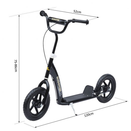 HomCom Scooter Patinete con 2 Ruedas Manillar Ajustable Negro