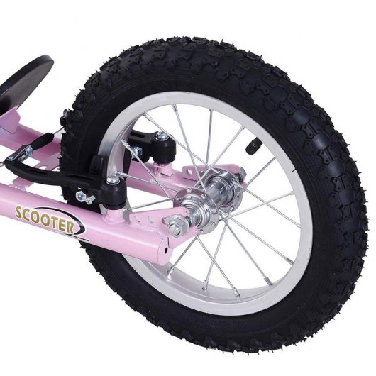 HomCom Scooter Patinete con 2 Ruedas Frenos y Caballete Rosa