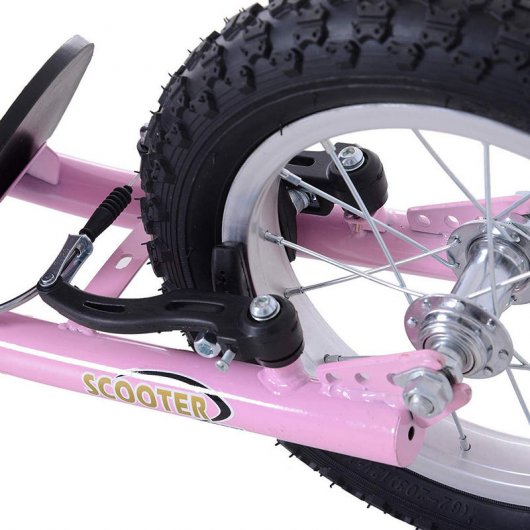 HomCom Scooter Patinete con 2 Ruedas Frenos y Caballete Rosa