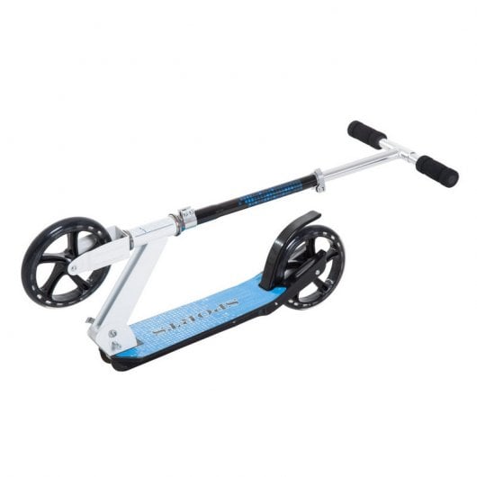 HomCom Scooter Patinete Plegable Manillar Ajustable Aluminio Blanco/Azul