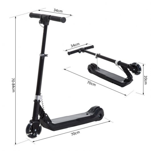 HomCom Scooter Eléctrico Patinete Monopatín con Manillar Ajustable y Doble Freno Negro