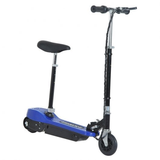 HomCom Scooter Patinete Eléctrico Plegable con Manillar y Asiento Ajustable Azul