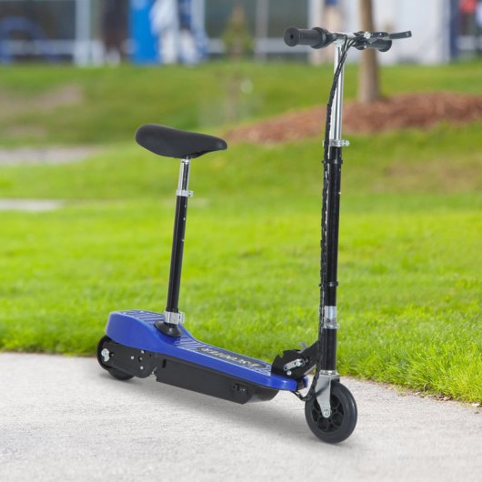 HomCom Scooter Trotinete Eléctrica Dobrável com Volante e Assento Ajustáveis Azul