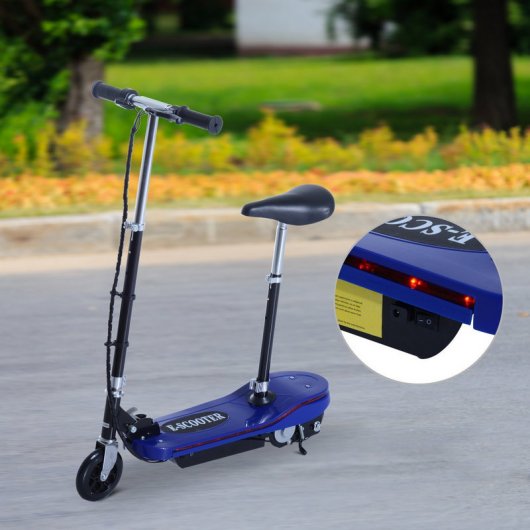 HomCom Scooter Trotinete Eléctrica Dobrável com LED Azul