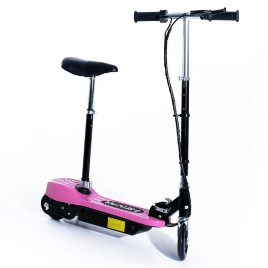 HomCom Scooter Patinete Eléctrico Plegable con Manillar y Asiento Ajustable Rosa