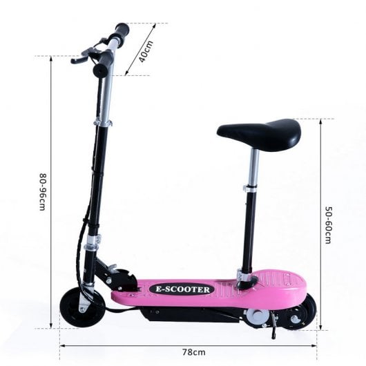 HomCom Scooter Patinete Eléctrico Plegable con Manillar y Asiento Ajustable Rosa