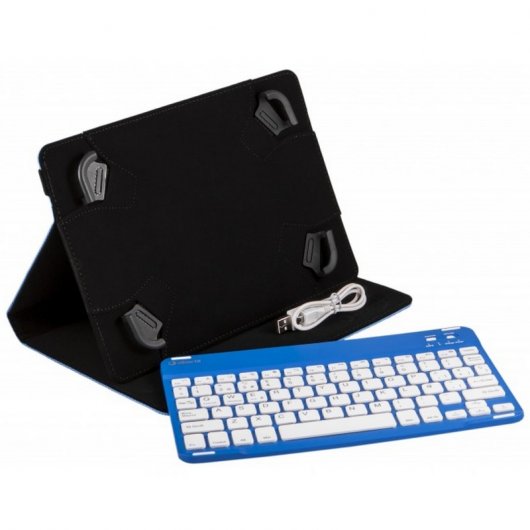SilverHT Universal Gripcase Bluetooth 3.0 Blaue Hülle + Tastatur für 9" - 10,1" Tablets