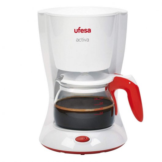 Ufesa CG7213 Activa Cafetera de Goteo 6 Tazas 0.6L 800W Blanco/Rojo