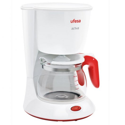 Ufesa CG7213 Activa Cafetera de Goteo 6 Tazas 0.6L 800W Blanco/Rojo