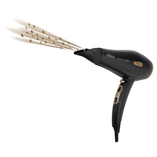Secador de Cabelo Profissional Iónico Ufesa SC8450 Velvet Pro 2400W 3 Temperaturas 2 Velocidades com Difusor Preto