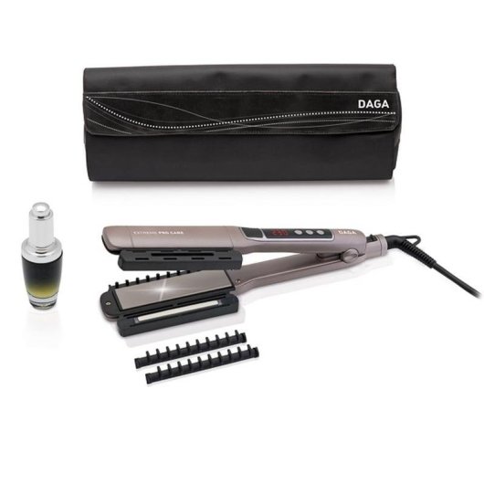 Prancha de Cabelo Cerâmica Turmalina Daga Extreme Pro Care 230ºC Visor Iónica Desligamento Automático Rose Gold