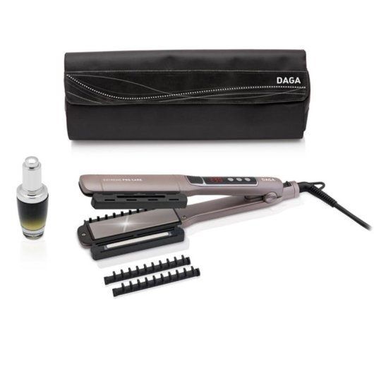 Prancha de Cabelo Cerâmica Turmalina Daga Extreme Pro Care 230ºC Visor Iónica Desligamento Automático Rose Gold