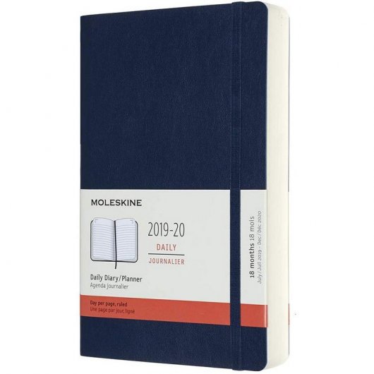 Moleskine 2019-20 Daily Agenda Cuaderno Diario Grande 18 Meses Tapa Blanda Azul