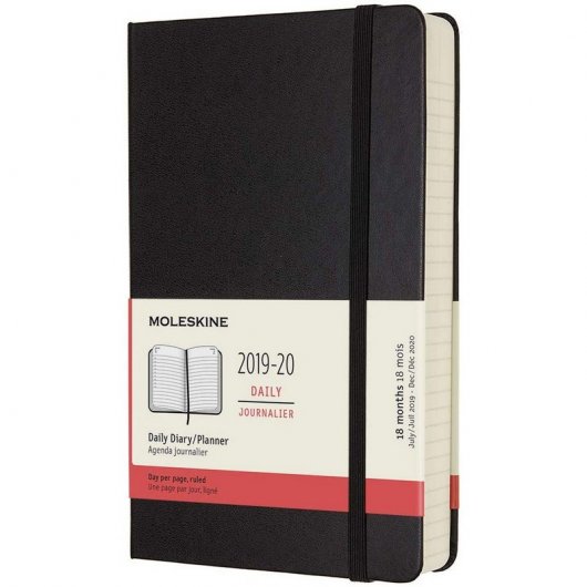 Moleskine 2019-20 Daily Agenda Cuaderno Diario Grande 18 Meses Tapa Dura Negra