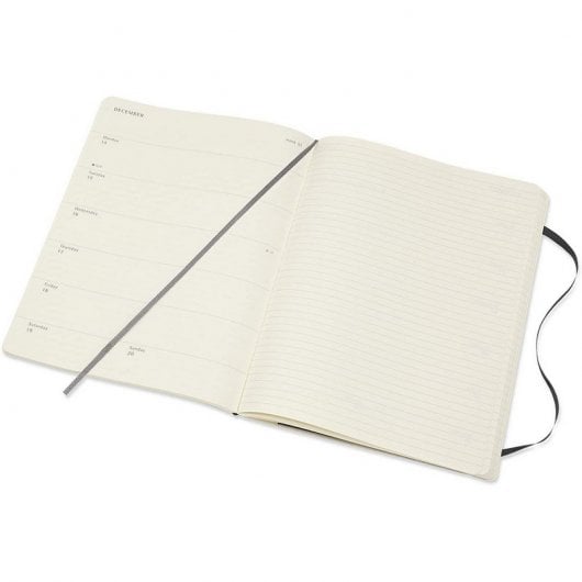 Moleskine Agenda Hebdomadaire 2019-20 Extra Large Carnet Hebdomadaire 18 Mois Couverture Souple Noire