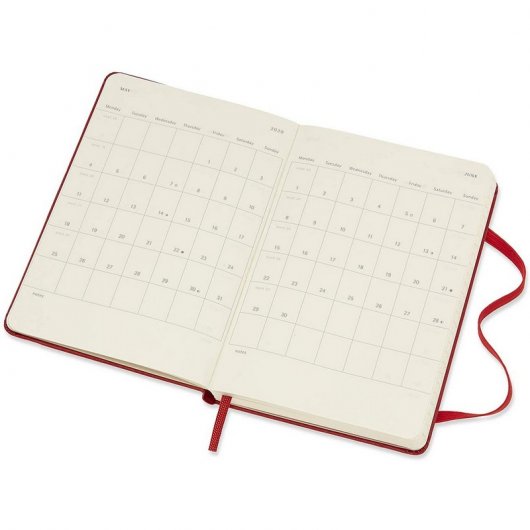 Moleskine 2019-20 Weekly Agenda Cuaderno Semanal Pequeña de 18 Meses Tapa Dura Roja