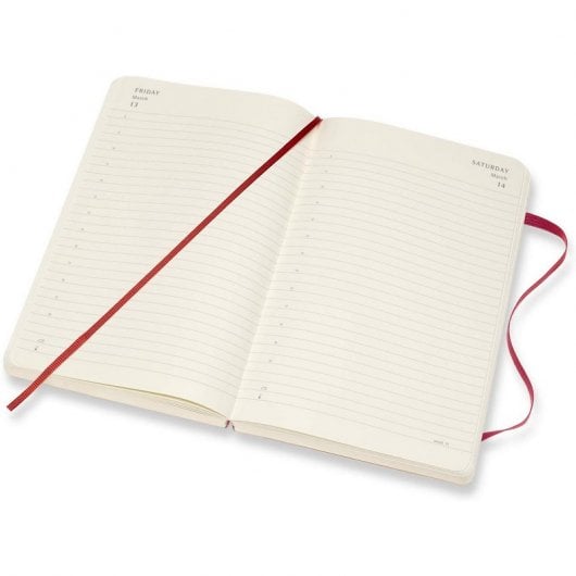 Moleskine 2019-20 Daily Agenda Cuaderno Diario Grande 18 Meses Tapa Blanda Roja