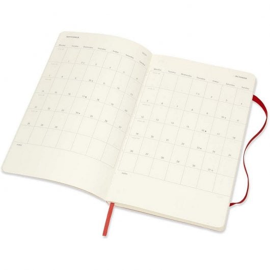 Moleskine 2019-20 Weekly Agenda Cuaderno Semanal Grande de 18 Meses Tapa Blanda Roja