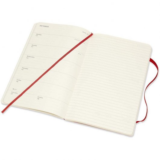 Moleskine 2019-20 Weekly Agenda Cuaderno Semanal Grande de 18 Meses Tapa Blanda Roja