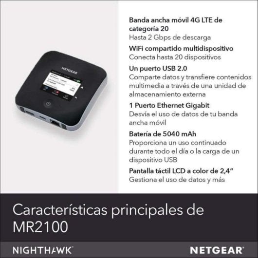 Router Netgear MR2100 Nighthawk M2 4G LTE 2Gbps Dualband Touchscreen Powerbank