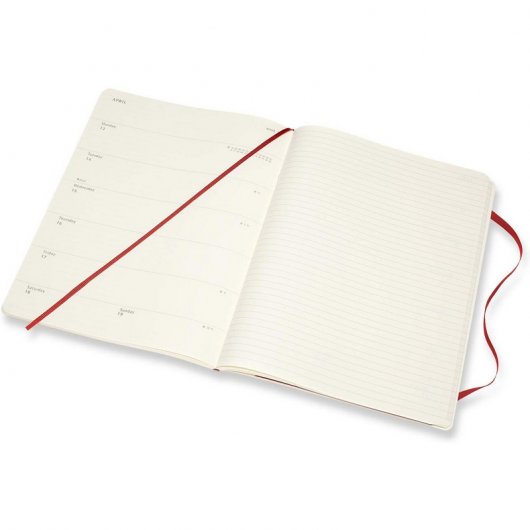 Moleskine 2019-20 Weekly Agenda Cuaderno Semanal Extra Grande de 18 Meses Tapa Blanda Roja