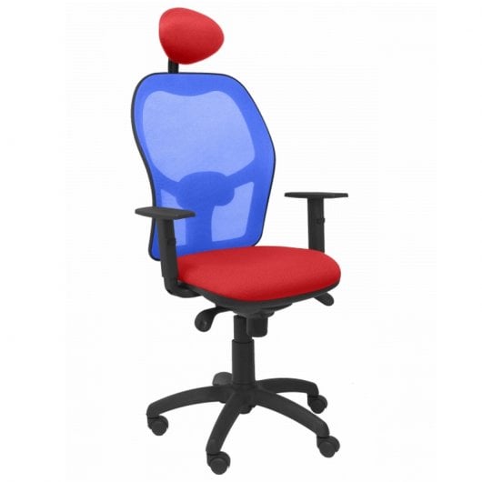 Piqueras y Crespo Chaise de bureau Jorquera Bali avec tête de lit fixe en maille bleu/rouge