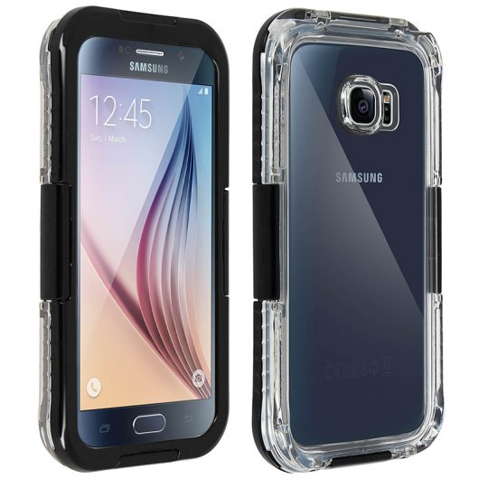 Avizar Funda Protectora Impermeable y Hermética Negra para Samsung Galaxy S6