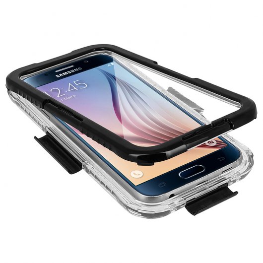 Avizar Funda Protectora Impermeable y Hermética Negra para Samsung Galaxy S6