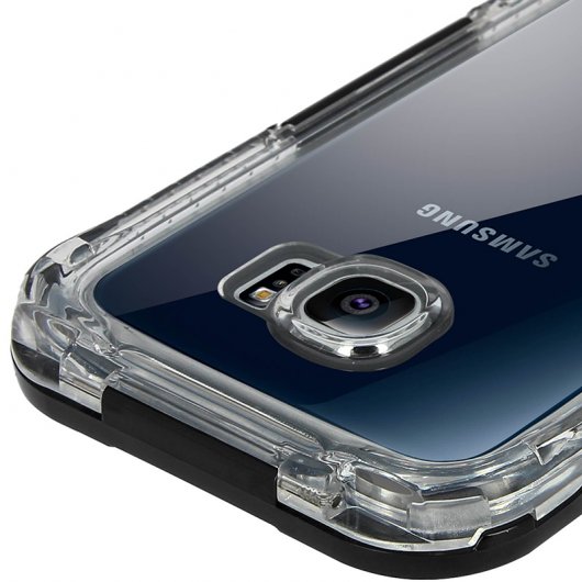 Avizar Funda Protectora Impermeable y Hermética Negra para Samsung Galaxy S6
