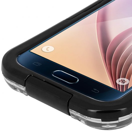 Avizar Funda Protectora Impermeable y Hermética Negra para Samsung Galaxy S6