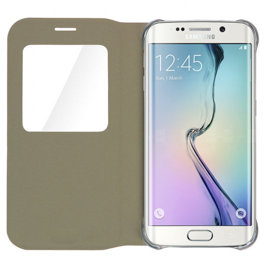 Avizar Capa Protetora Livro Dourada com Janela para Samsung Galaxy S6 Edge