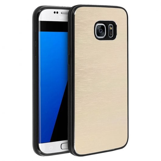 Avizar Funda Protectora de Aluminio y Silicona Dorada para Samsung Galaxy S7 Edge