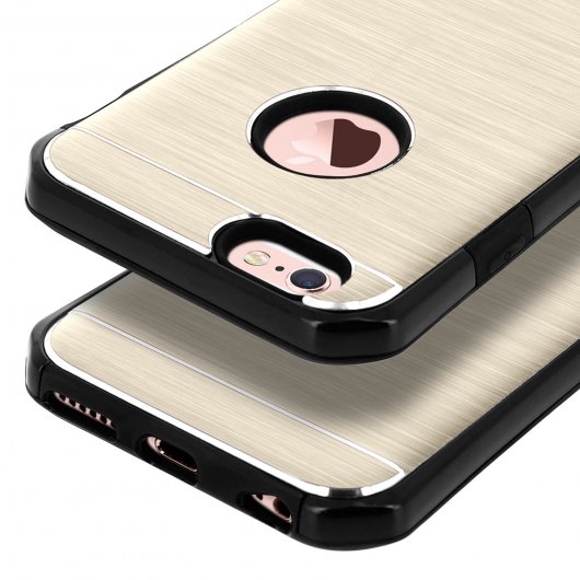 Avizar Funda Protectora de Aluminio y Silicona dorada para iPhone 6 / iPhone 6S